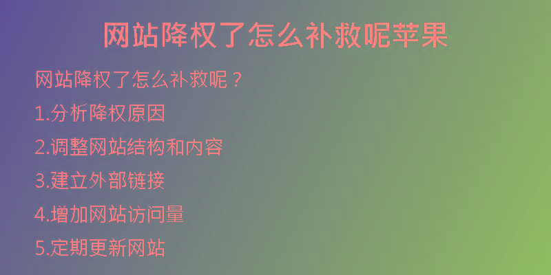 網(wǎng)站降權(quán)了怎么補救呢蘋果
