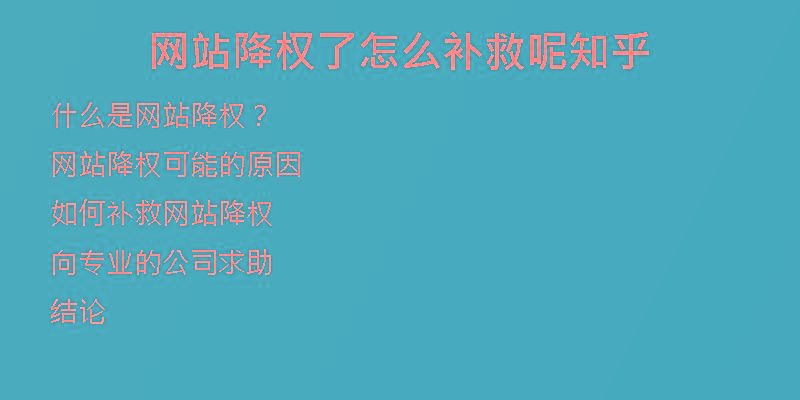 網(wǎng)站降權(quán)了怎么補救呢知乎