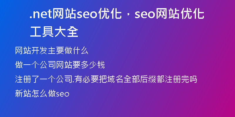 .net網(wǎng)站seo優(yōu)化，seo網(wǎng)站優(yōu)化工具大全