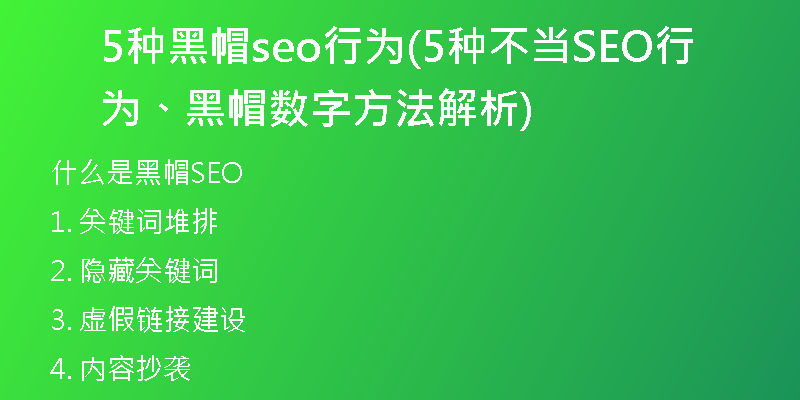5種黑帽seo行為(5種不當(dāng)SEO行為、黑帽數(shù)字方法解析)