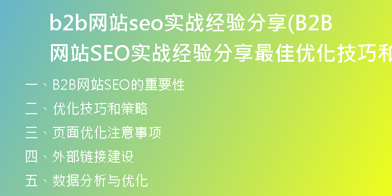 b2b網(wǎng)站seo實戰(zhàn)經(jīng)驗分享(B2B網(wǎng)站SEO實戰(zhàn)經(jīng)驗分享 最佳優(yōu)化技巧和策略)