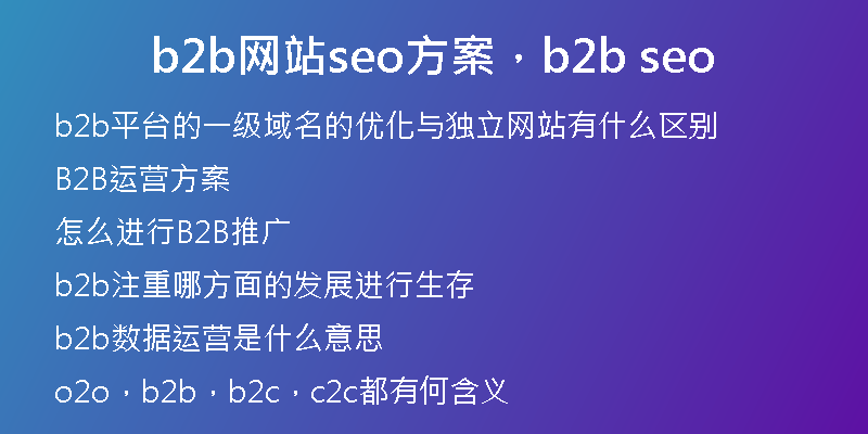 b2b網(wǎng)站seo方案，b2b seo