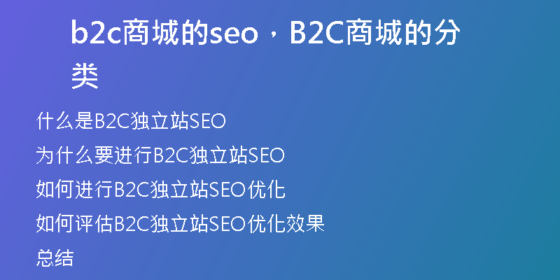 b2c商城的seo，B2C商城的分類