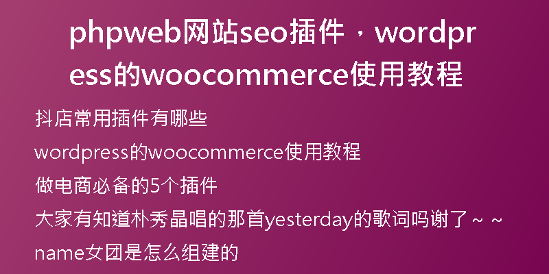 phpweb網(wǎng)站seo插件，wordpress的woocommerce使用教程