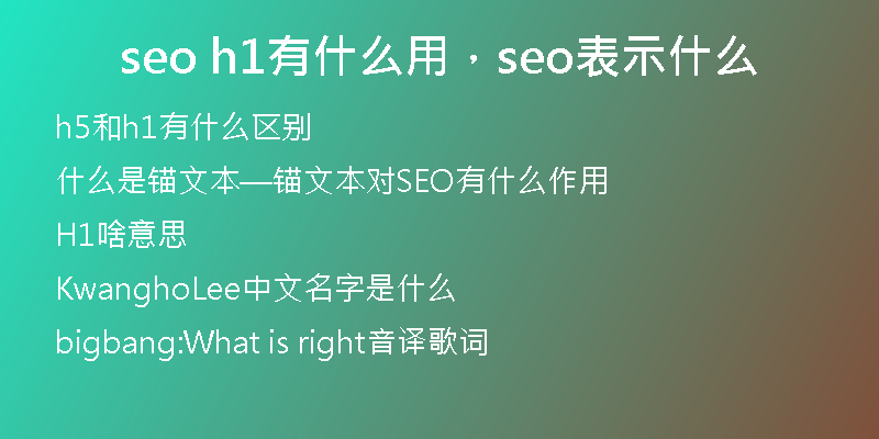 seo h1有什么用，seo表示什么