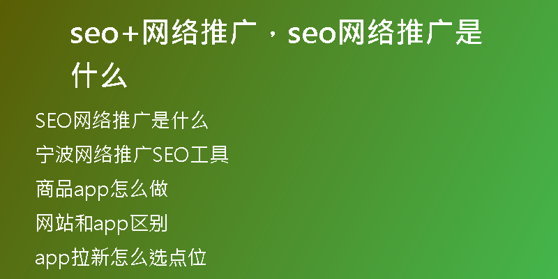 seo+網(wǎng)絡(luò)推廣，seo網(wǎng)絡(luò)推廣是什么