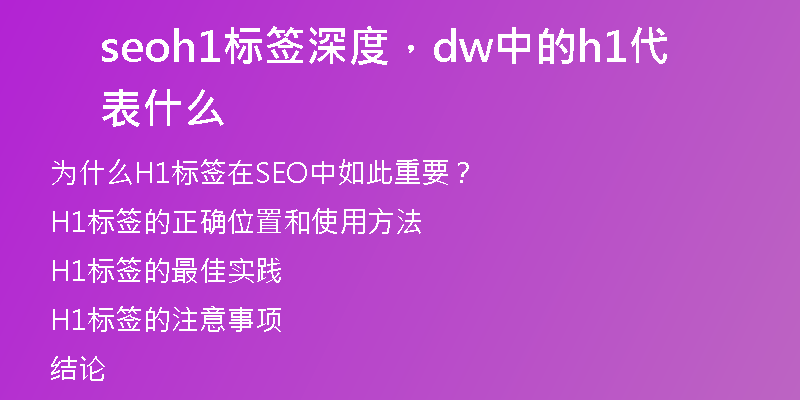 seoh1標簽深度，dw中的h1代表什么