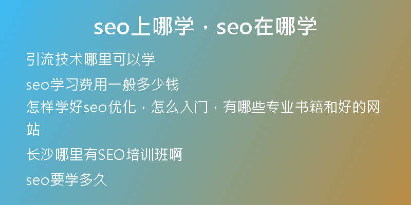 seo上哪學(xué)，seo在哪學(xué)