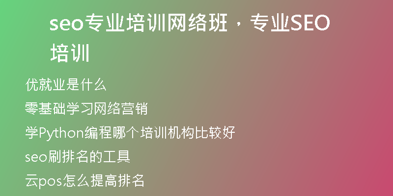 seo專業(yè)培訓(xùn)網(wǎng)絡(luò)班，專業(yè)SEO培訓(xùn)