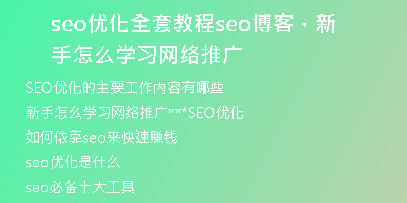 seo優(yōu)化全套教程seo博客，新手怎么學(xué)習(xí)網(wǎng)絡(luò)推廣