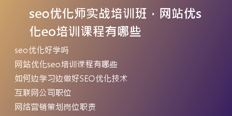 seo優(yōu)化師實(shí)戰(zhàn)培訓(xùn)班，網(wǎng)站優(yōu)化seo培訓(xùn)課程有哪些