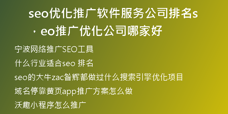 seo優(yōu)化推廣軟件服務(wù)公司排名,seo推廣優(yōu)化公司哪家好
