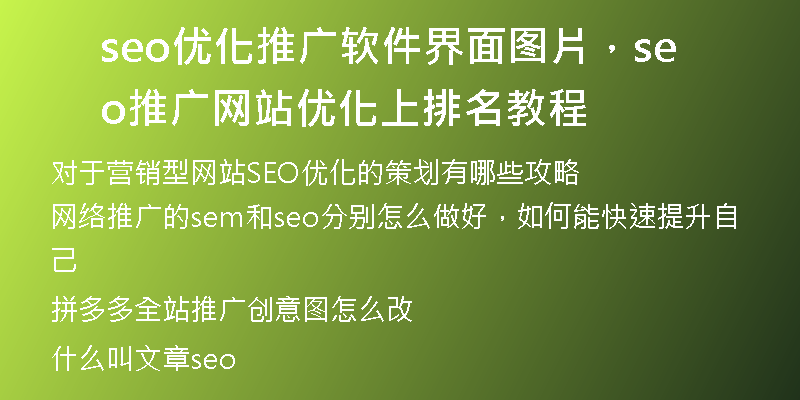 seo優(yōu)化推廣軟件界面圖片，seo推廣網(wǎng)站優(yōu)化上排名教程