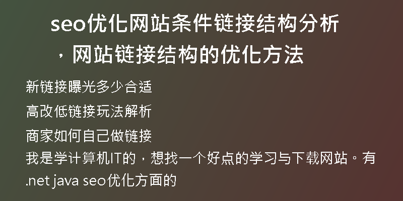 seo優(yōu)化網(wǎng)站條件鏈接結(jié)構(gòu)分析，網(wǎng)站鏈接結(jié)構(gòu)的優(yōu)化方法