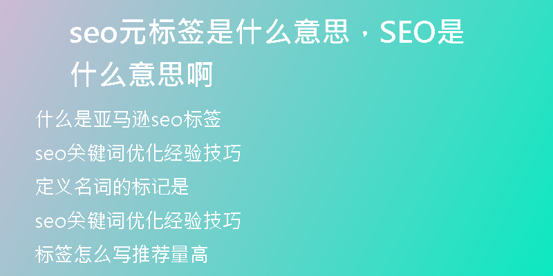 seo元標(biāo)簽是什么意思，SEO是什么意思啊