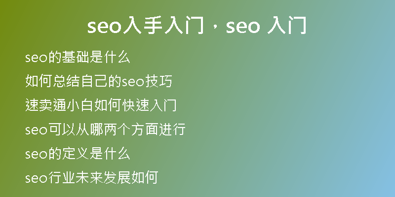 seo入手入門，seo 入門