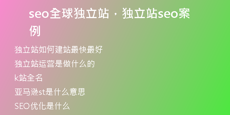 seo全球獨(dú)立站，獨(dú)立站seo案例