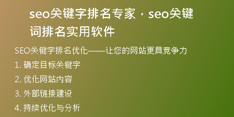 seo關鍵字排名專家，seo關鍵詞排名實用軟件