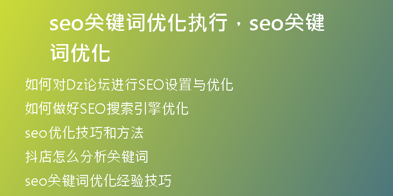 seo關(guān)鍵詞優(yōu)化執(zhí)行，seo關(guān)鍵詞優(yōu)化
