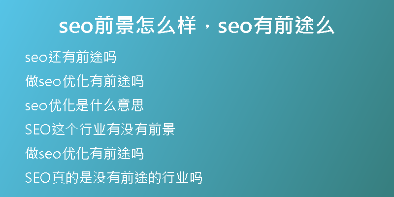 seo前景怎么樣，seo有前途么