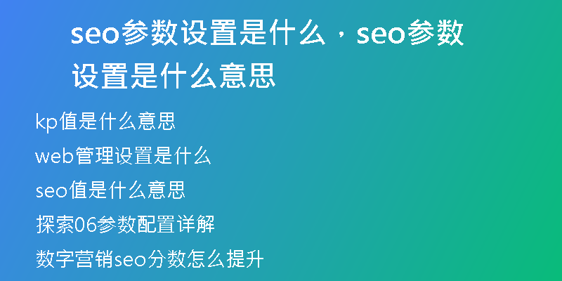 seo參數(shù)設(shè)置是什么，seo參數(shù)設(shè)置是什么意思