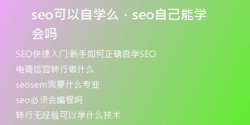 seo可以自學(xué)么，seo自己能學(xué)會嗎