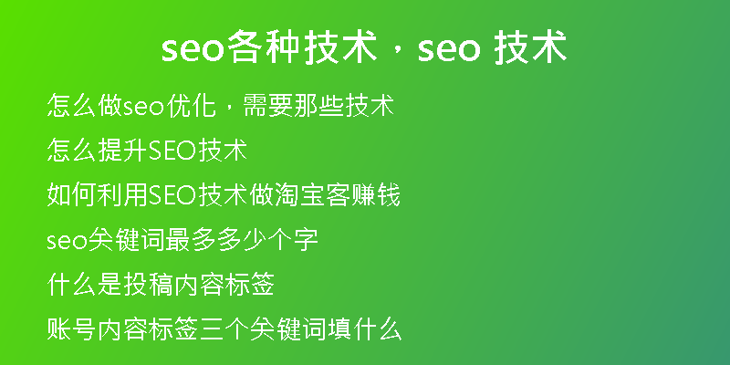 seo各種技術(shù)，seo 技術(shù)