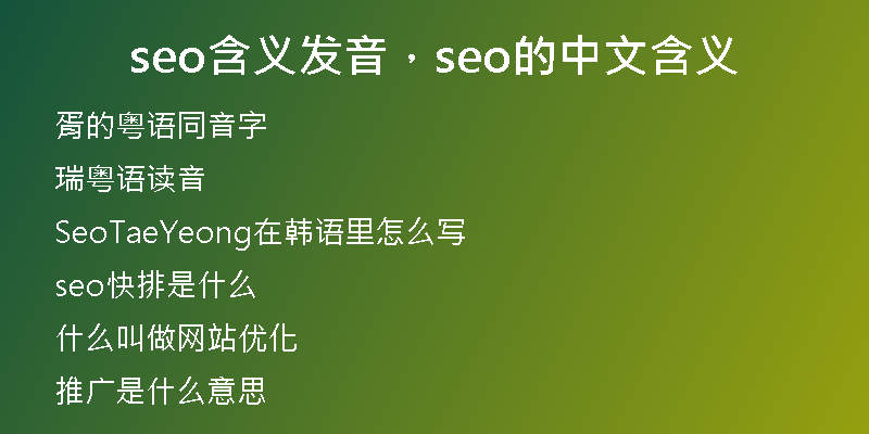 seo含義發(fā)音，seo的中文含義