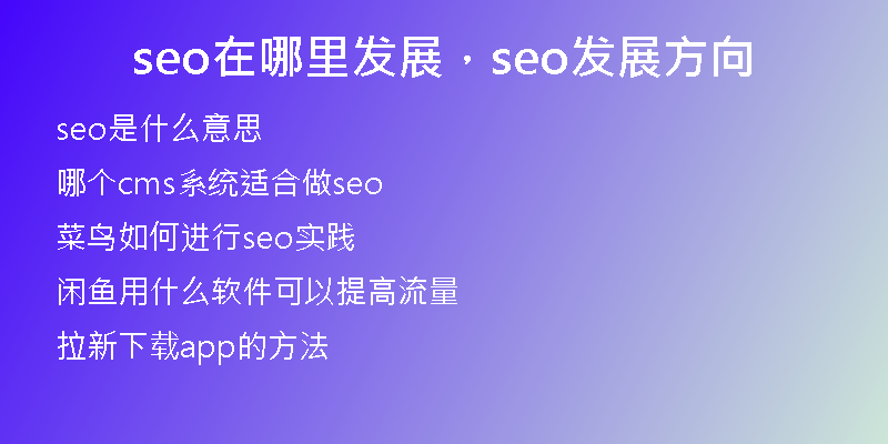 seo在哪里發(fā)展，seo發(fā)展方向