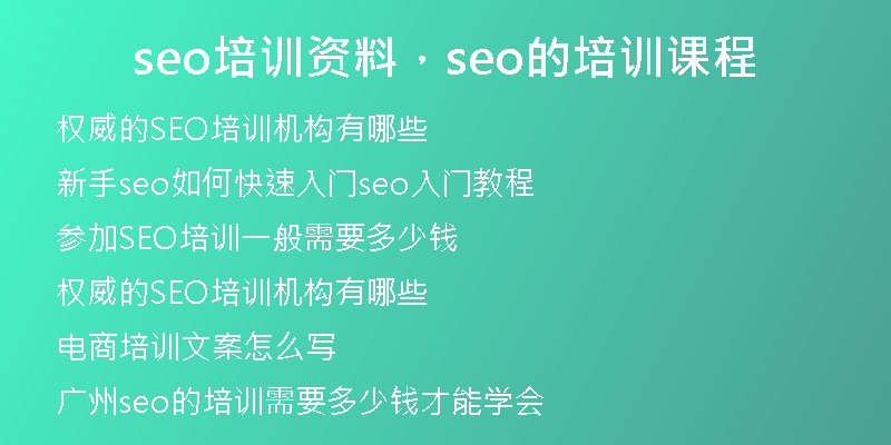 seo培訓(xùn)資料，seo的培訓(xùn)課程