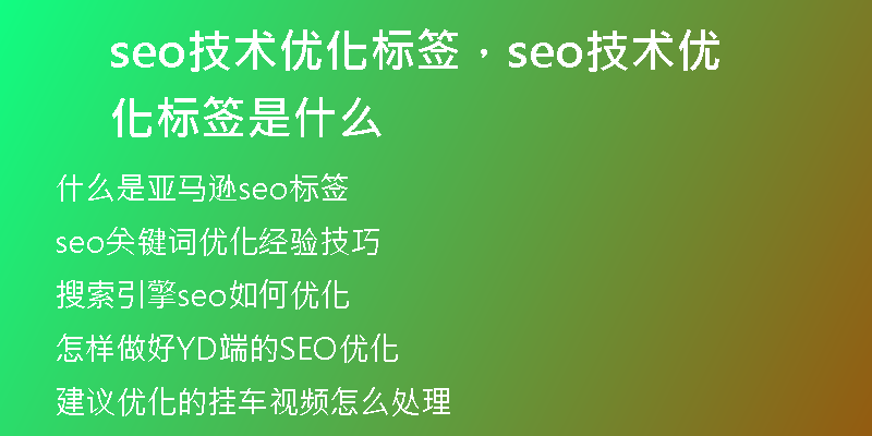 seo技術(shù)優(yōu)化標(biāo)簽，seo技術(shù)優(yōu)化標(biāo)簽是什么