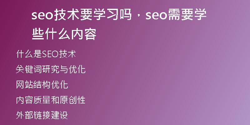 seo技術(shù)要學習嗎，seo需要學些什么內(nèi)容