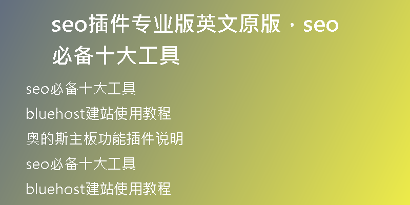 seo插件專(zhuān)業(yè)版英文原版，seo必備十大工具
