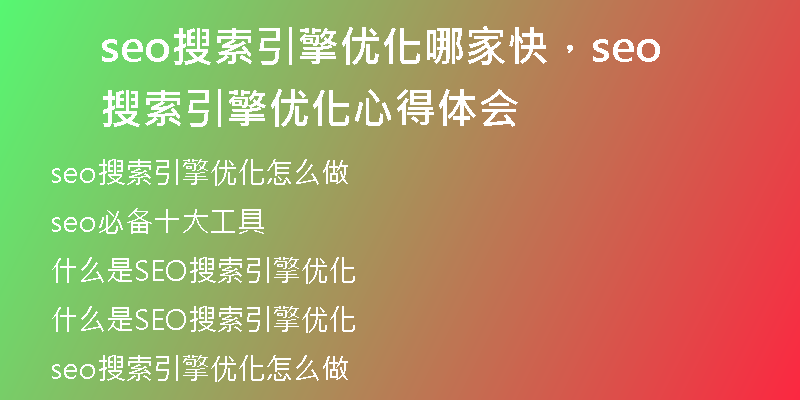 seo搜索引擎優(yōu)化哪家快，seo搜索引擎優(yōu)化心得體會(huì)