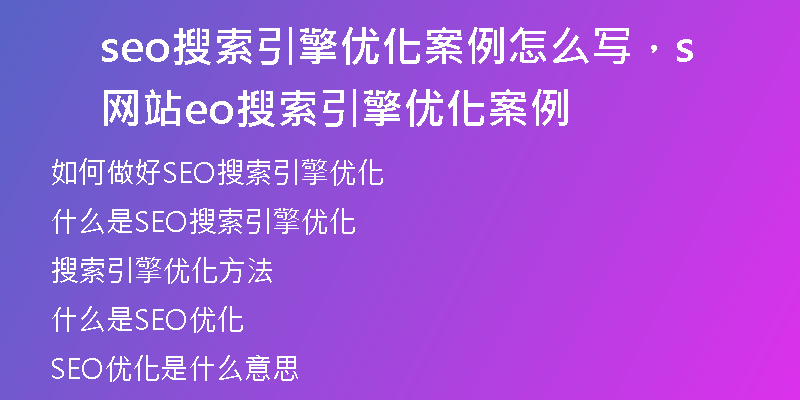 seo搜索引擎優(yōu)化案例怎么寫(xiě)，網(wǎng)站seo搜索引擎優(yōu)化案例