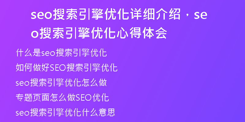 seo搜索引擎優(yōu)化詳細(xì)介紹，seo搜索引擎優(yōu)化心得體會