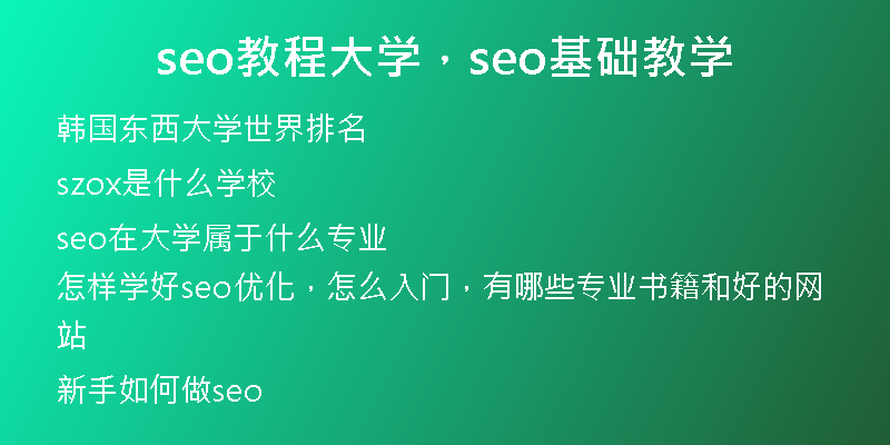 seo教程大學(xué)，seo基礎(chǔ)教學(xué)