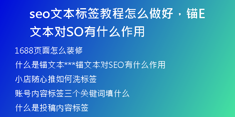 seo文本標(biāo)簽教程怎么做好,錨文本對SEO有什么作用