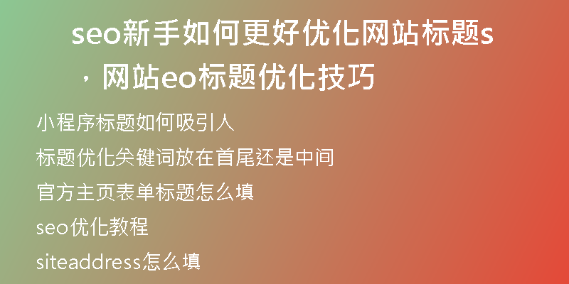 seo新手如何更好優(yōu)化網(wǎng)站標(biāo)題，網(wǎng)站seo標(biāo)題優(yōu)化技巧