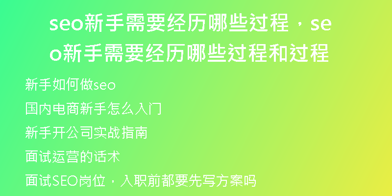 seo新手需要經(jīng)歷哪些過(guò)程，seo新手需要經(jīng)歷哪些過(guò)程和過(guò)程