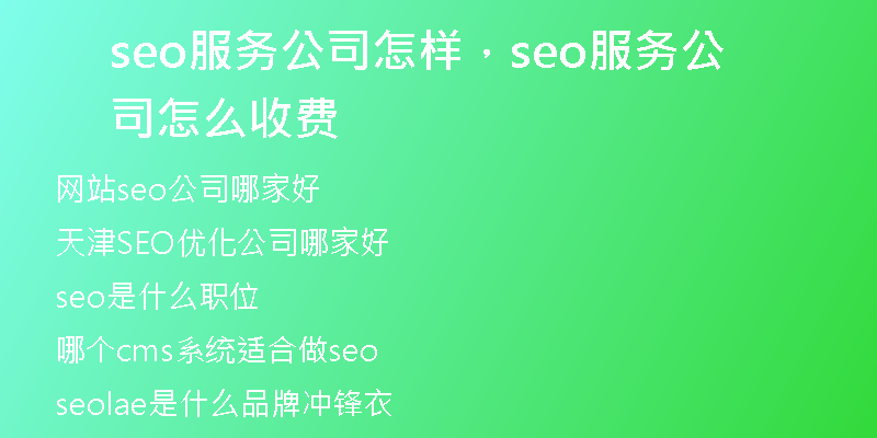 seo服務公司怎樣，seo服務公司怎么收費