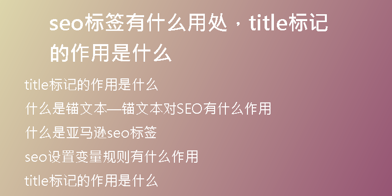seo標(biāo)簽有什么用處，title標(biāo)記的作用是什么