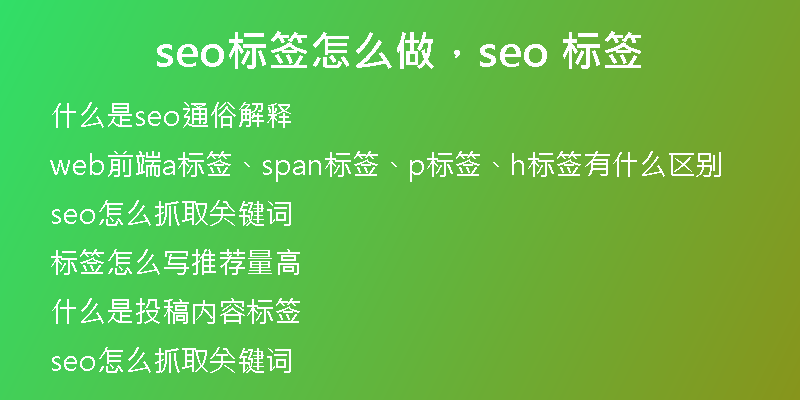 seo標(biāo)簽怎么做，seo 標(biāo)簽