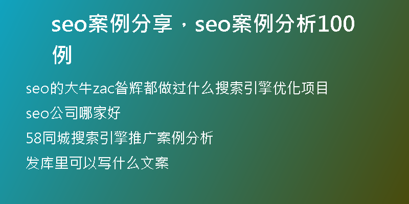 seo案例分享，seo案例分析100例