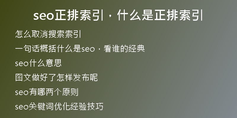 seo正排索引，什么是正排索引