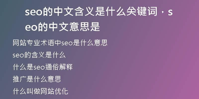 seo的中文含義是什么關(guān)鍵詞，seo的中文意思是
