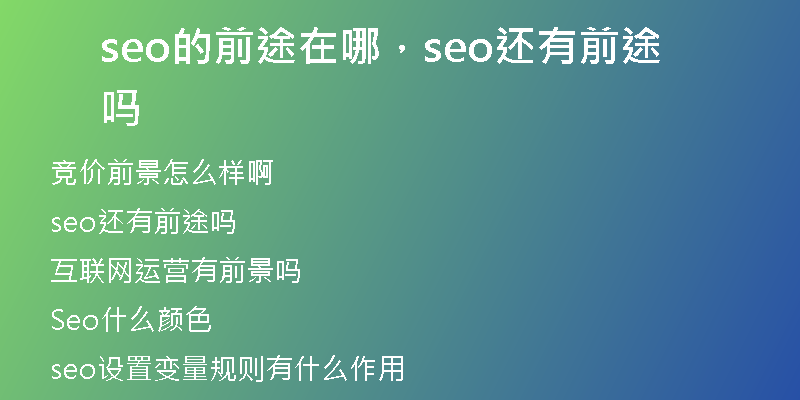 seo的前途在哪，seo還有前途嗎