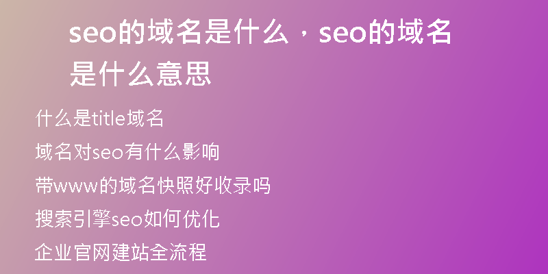 seo的域名是什么，seo的域名是什么意思