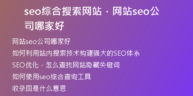 seo綜合搜索網(wǎng)站，網(wǎng)站seo公司哪家好