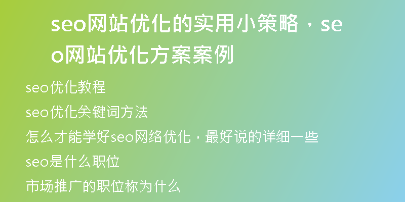 seo網(wǎng)站優(yōu)化的實用小策略，seo網(wǎng)站優(yōu)化方案案例